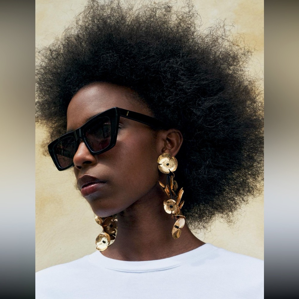 Zara gold floral cord cascade earrings